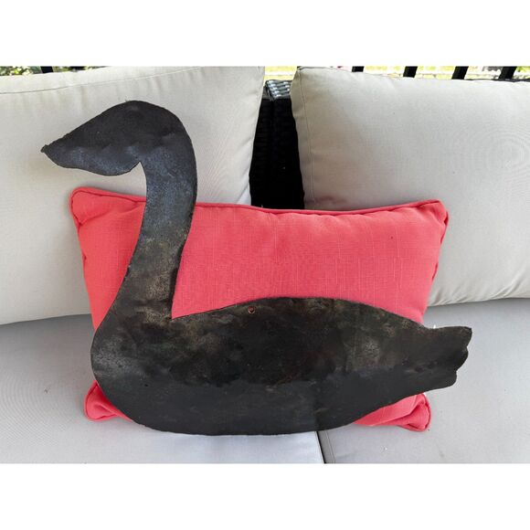 Handmade Other - Vintage tin black swan wall hanging hand made metal swan